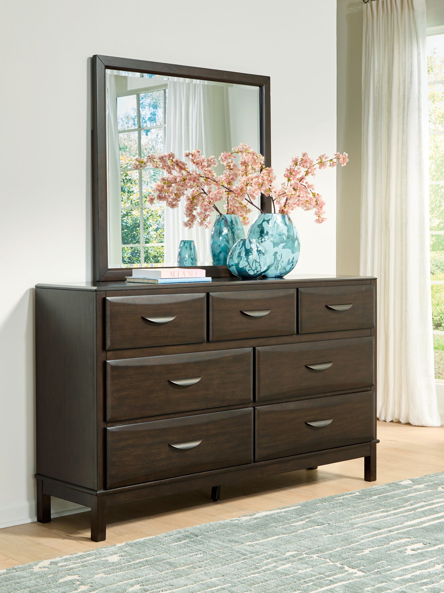 Vanmore - Dark Brown - Dresser And Mirror - Hornell Furniture Outlet