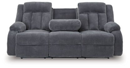 Observation - Steel - Reclining Power Sofa With Drop Down Table - Hornell Furniture Outlet