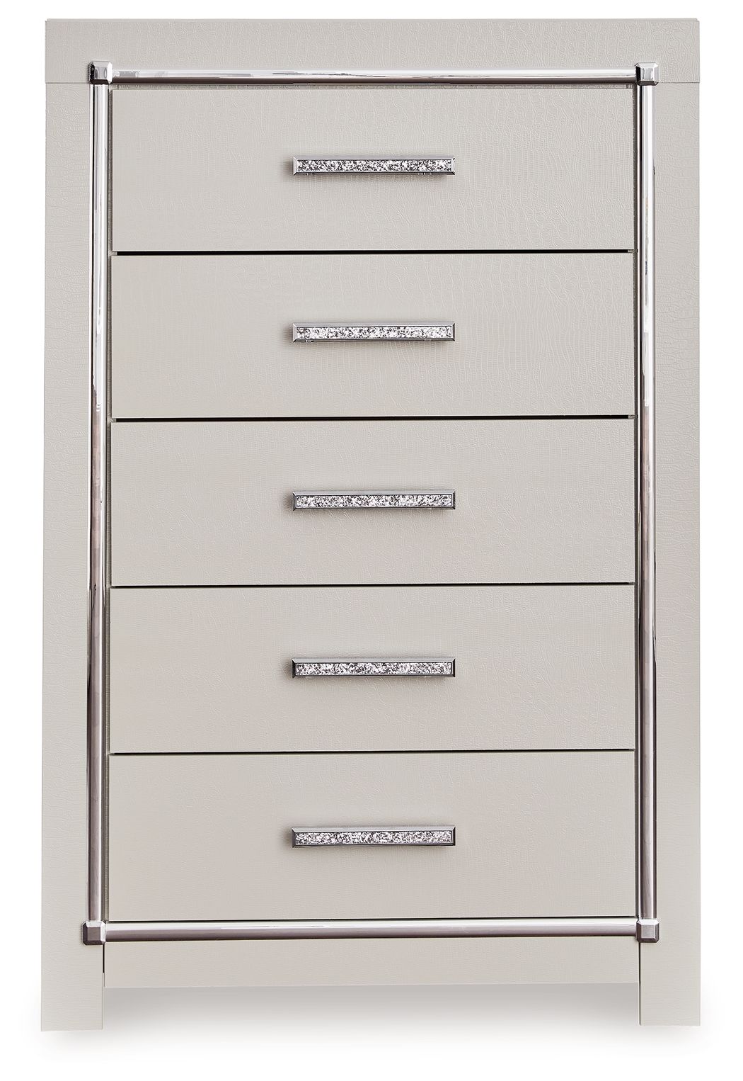 Zyniden - Silver - Five Drawer Chest - Hornell Furniture Outlet