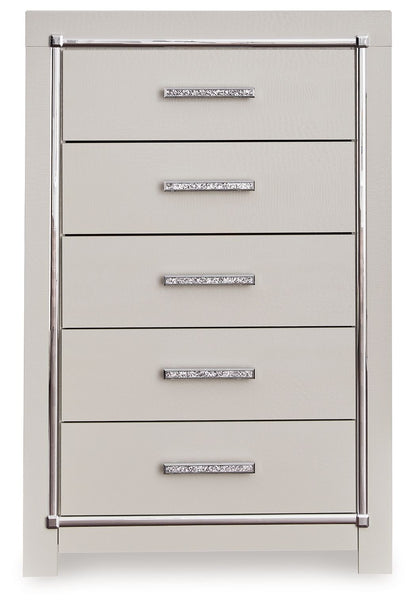 Zyniden - Silver - Five Drawer Chest - Hornell Furniture Outlet