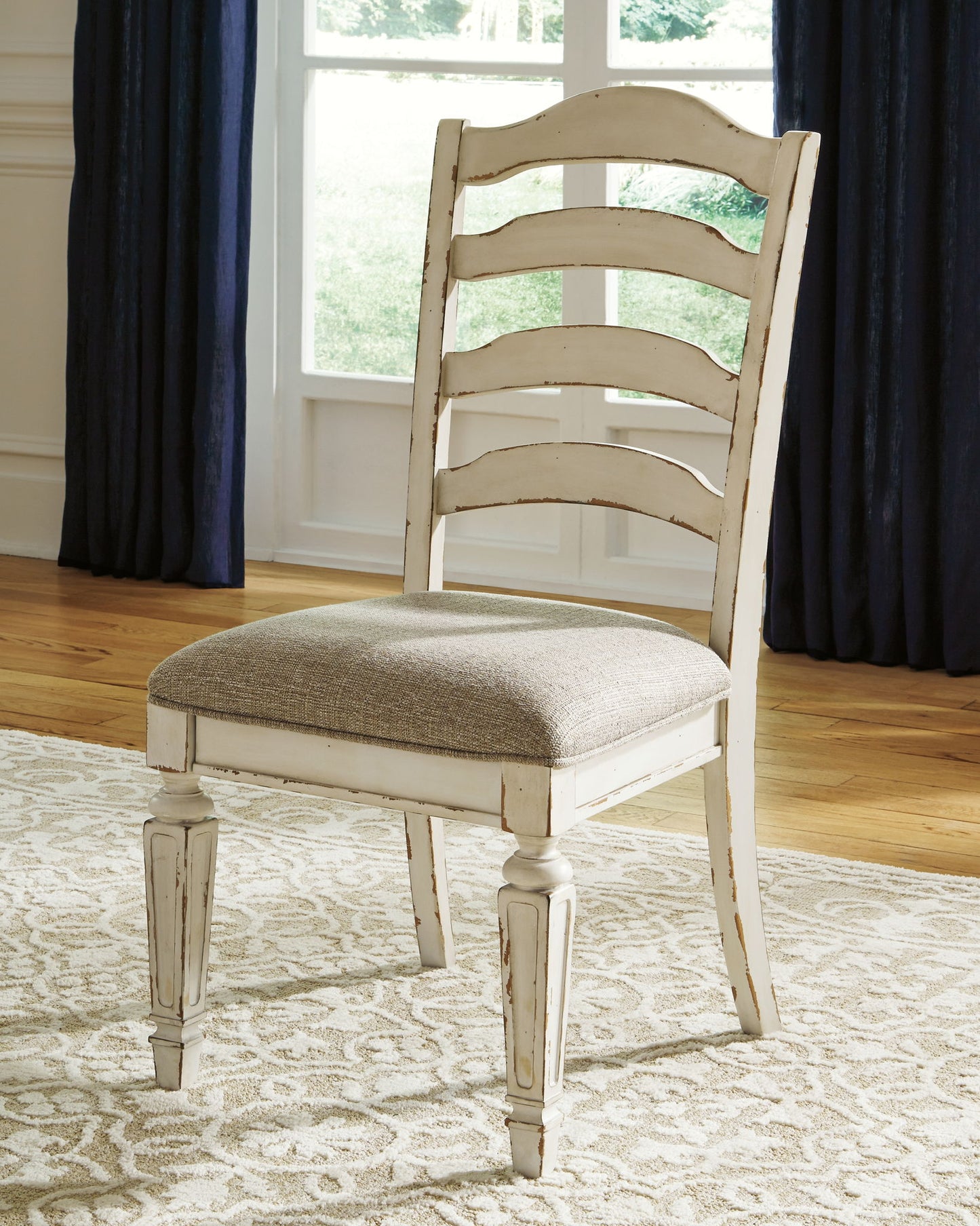 Realyn - Dining UPH Side Chair (Set of 2) - Ladderback - Chipped White - Hornell Furniture Outlet