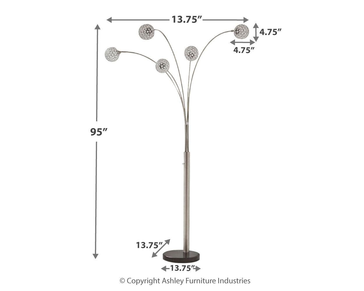 Winter - Silver Finish - Metal Arc Lamp - Hornell Furniture Outlet