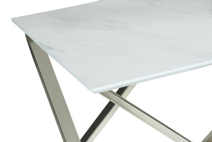 Zurich - End Table With Faux White Marble Top - White - Hornell Furniture Outlet