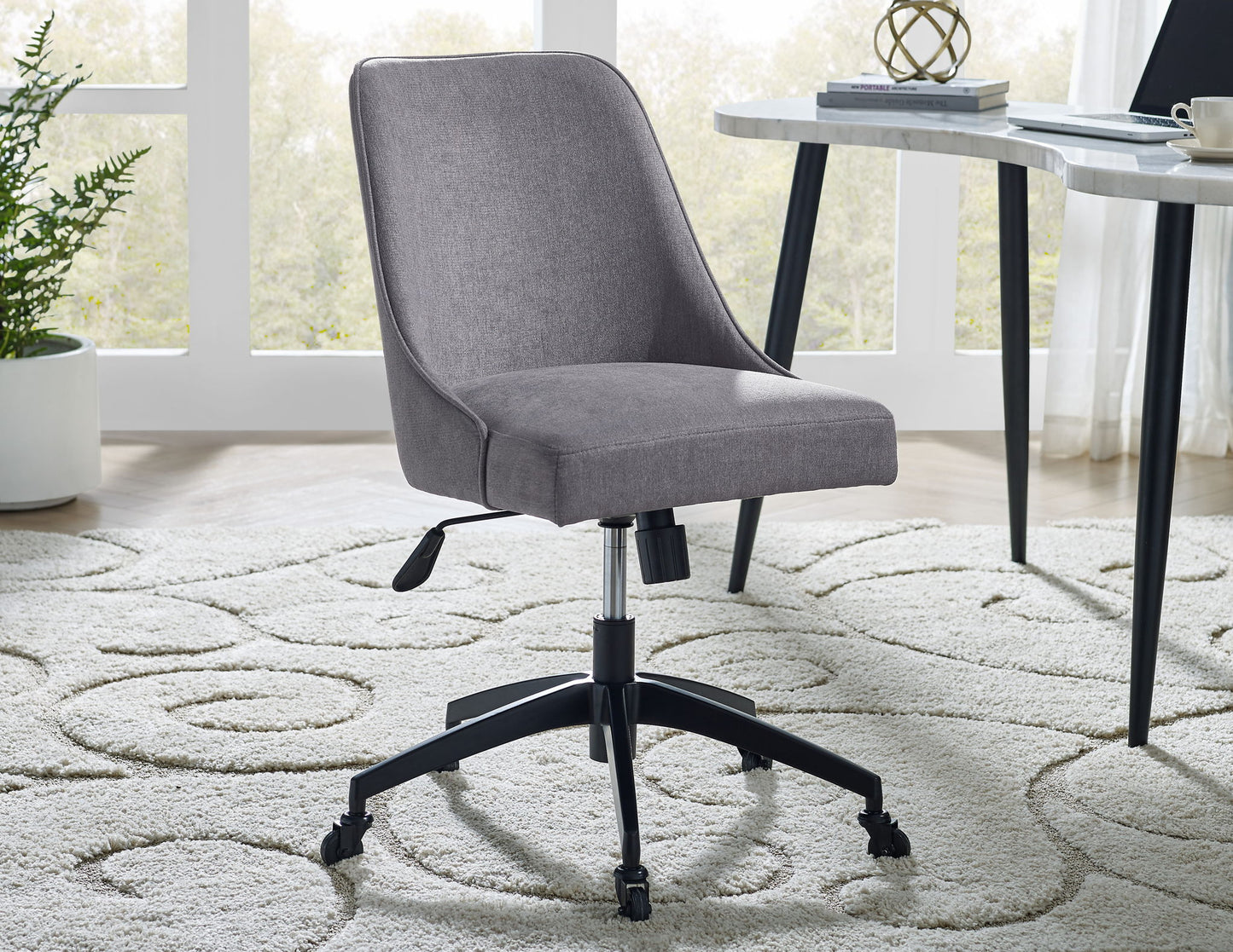 Kinsley - Swivel Upholstered Desk Chair - Dark Gray - Hornell Furniture Outlet