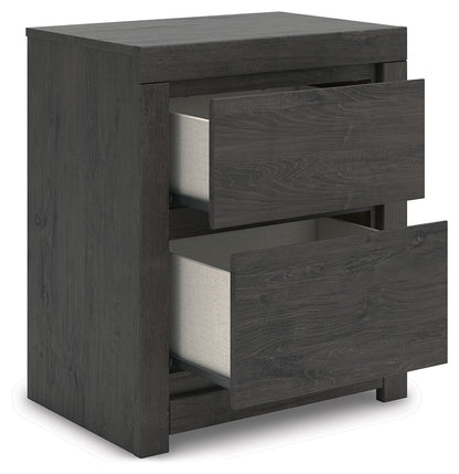 Fraluna - Charcoal - Two Drawer Night Stand - Hornell Furniture Outlet