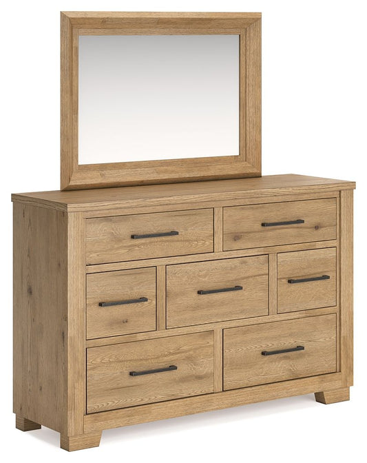 Galliden - Light Brown - Dresser And Mirror - Hornell Furniture Outlet