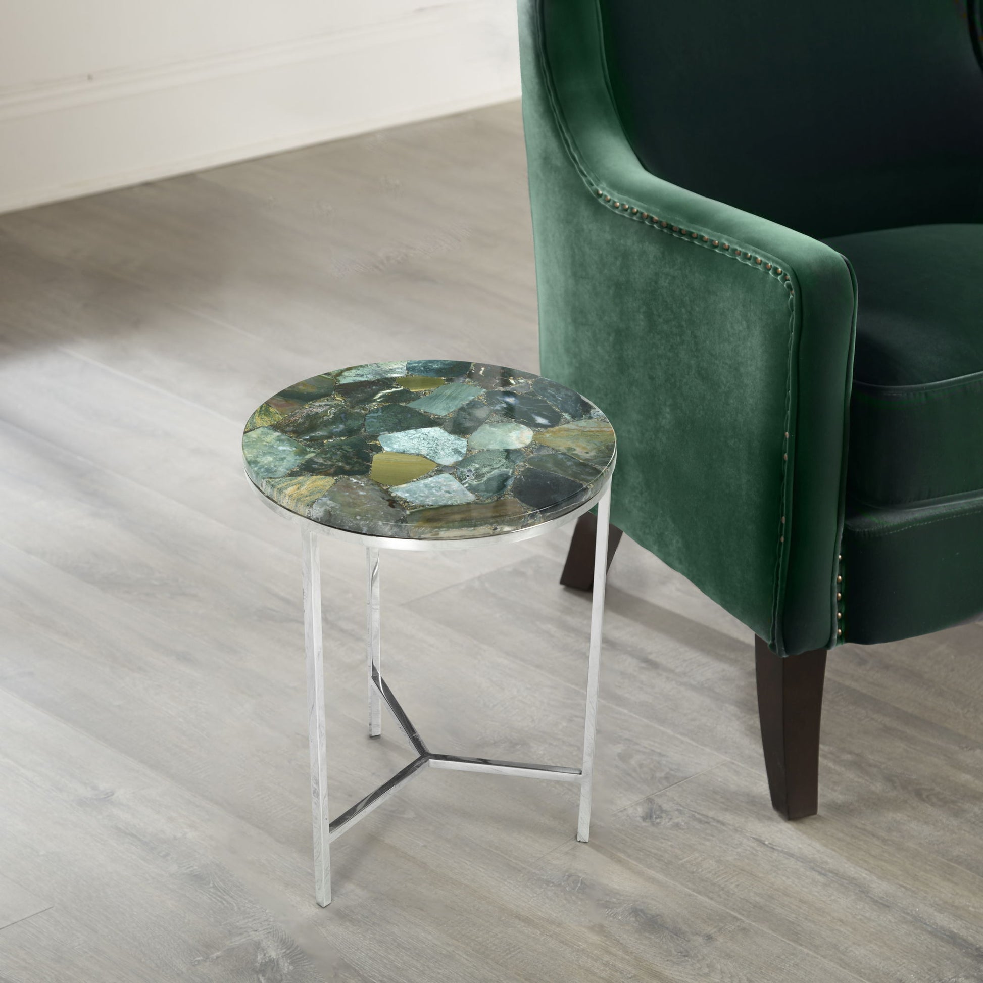 Foster - Jaspe Top Chairside Table - Green - Hornell Furniture Outlet