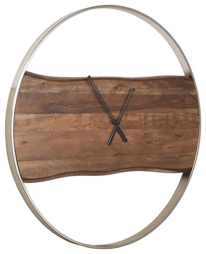 Panchali - Brown / Silver Finish - Wall Clock - Hornell Furniture Outlet