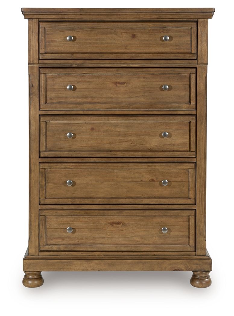 Feddinger - Medium Brown - Five Drawer Chest - Hornell Furniture Outlet
