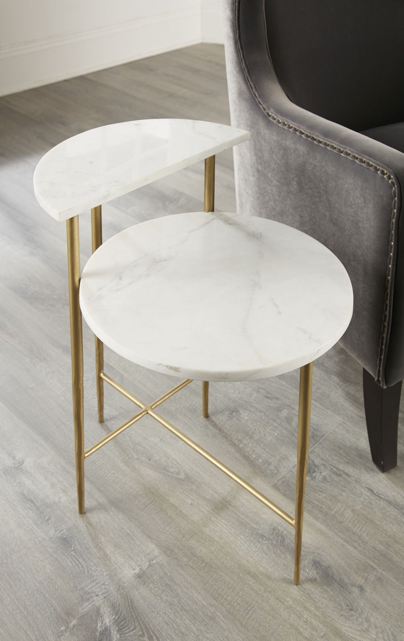 Patna - White Marble Top Side End Table - White - Hornell Furniture Outlet