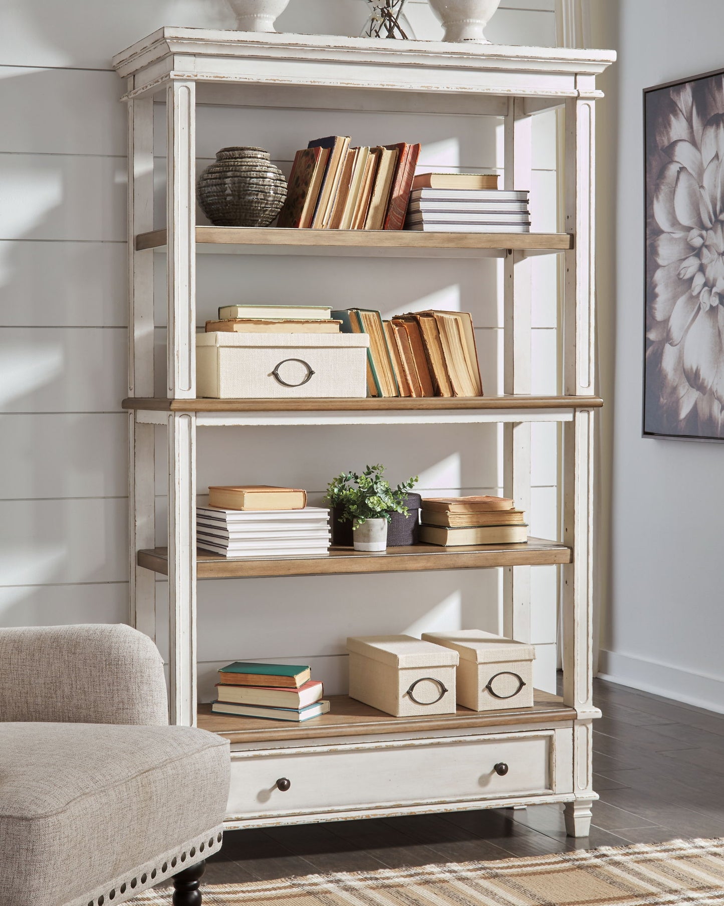 Realyn - Brown / White - Bookcase - Hornell Furniture Outlet