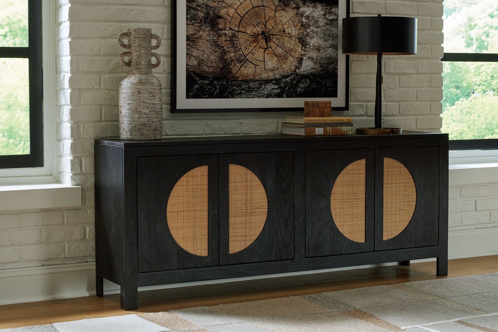 Cliffiings - Black / Natural - Accent Cabinet - Hornell Furniture Outlet