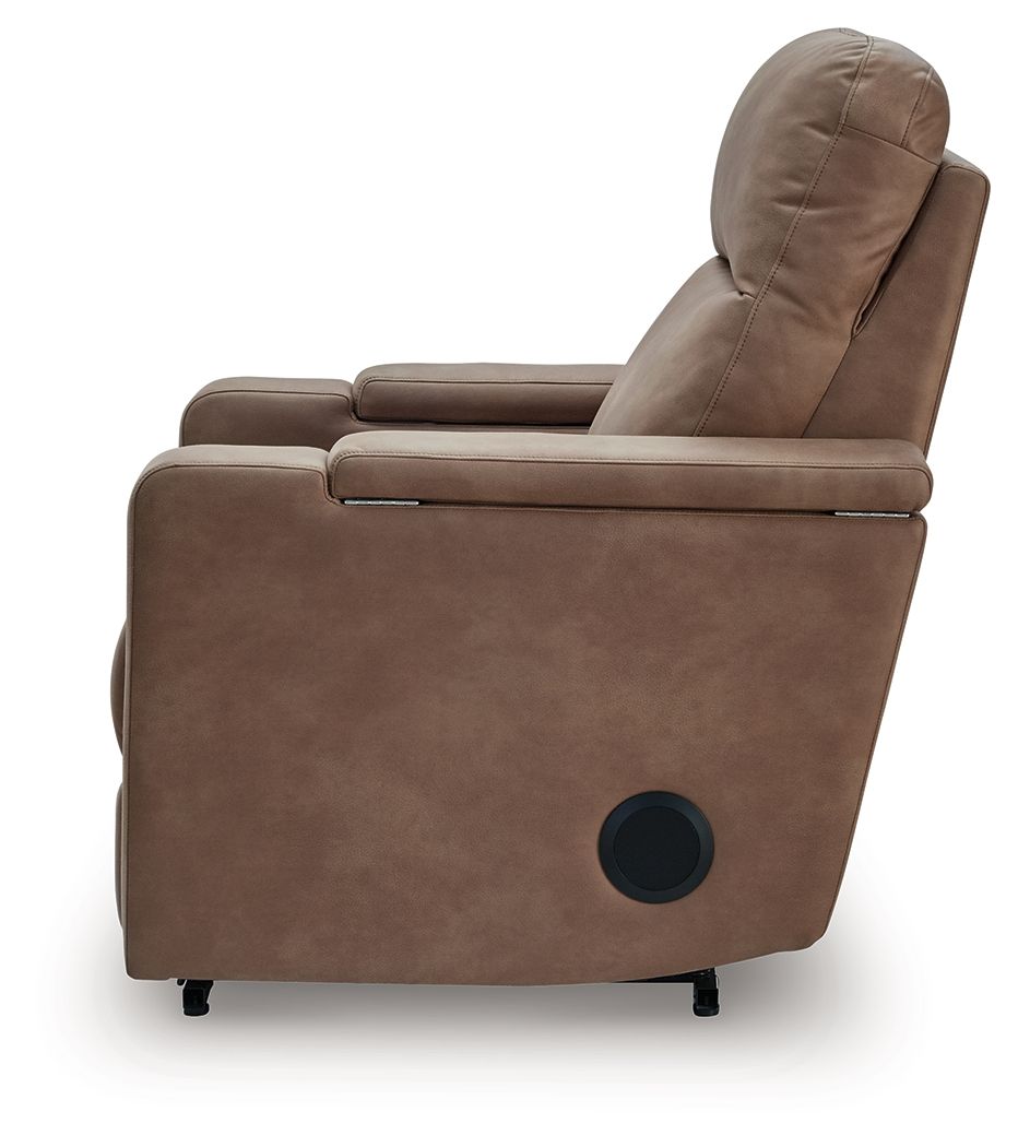 Lorrenton - Caramel - Glider Power Recliner With Audio System - Hornell Furniture Outlet