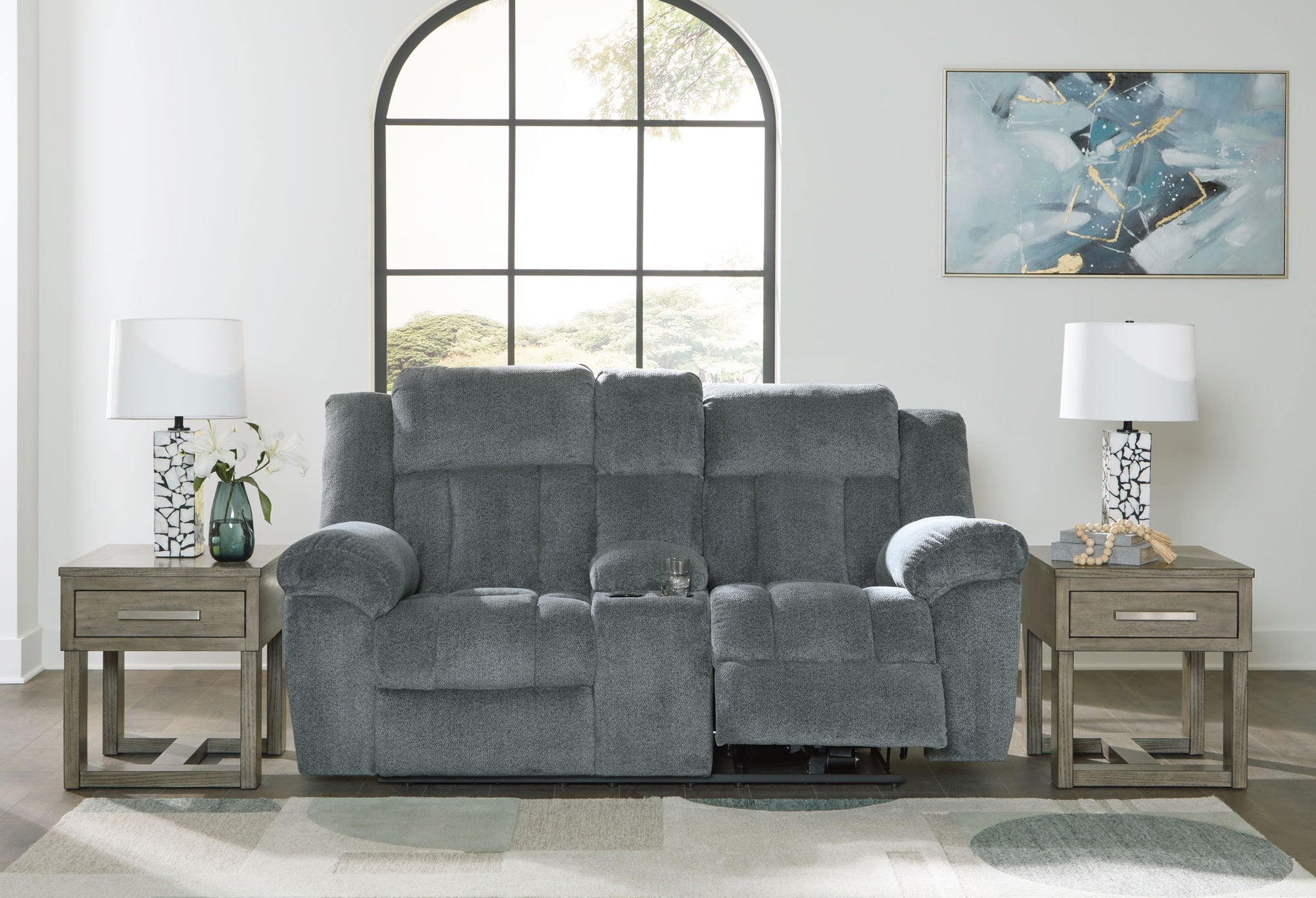 Tip - off - Power Reclining Loveseat With Console / Adj Headrest - Hornell Furniture Outlet