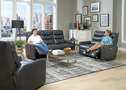 Bosa - Leather Power Reclining Sofa - Charcoal - Hornell Furniture Outlet