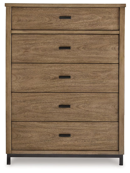 Tomtyn - Light Brown - Five Drawer Chest - Hornell Furniture Outlet