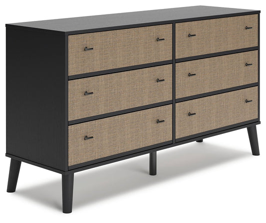 Charlang - Black / Gray - Six Drawer Dresser - Hornell Furniture Outlet