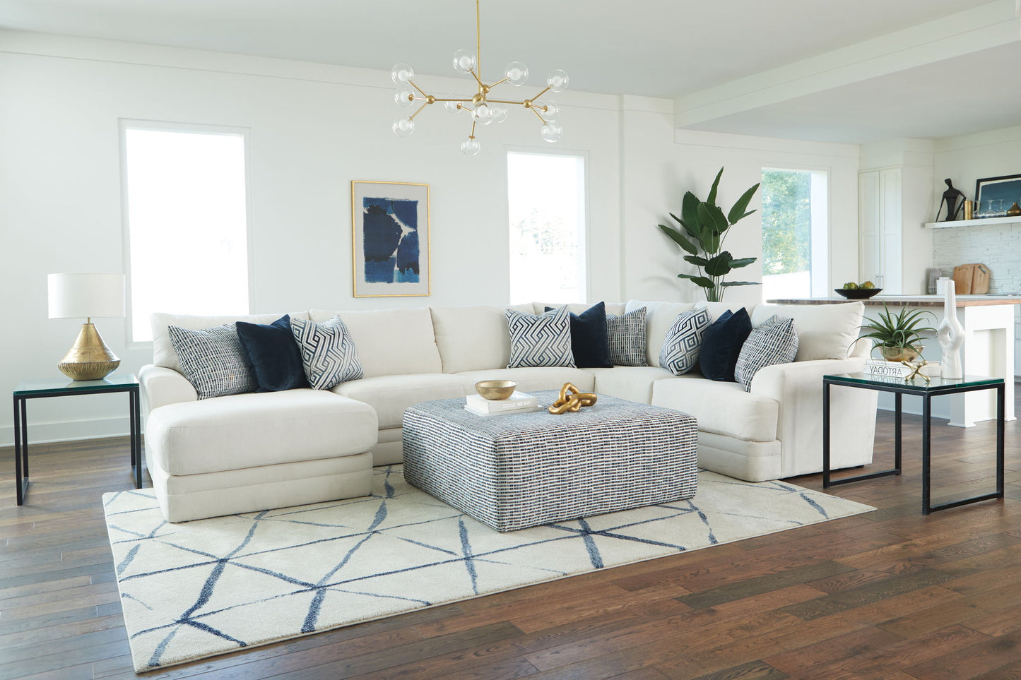 Polaris - Sectional With Comfort Coil Seating, 9 Included Accent Pillows And Included Cocktail Ottoman - Hornell Furniture Outlet