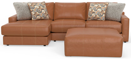 Minori - Italian Leather Sofa / Chaise And Cocktail Ottoman - Hornell Furniture Outlet