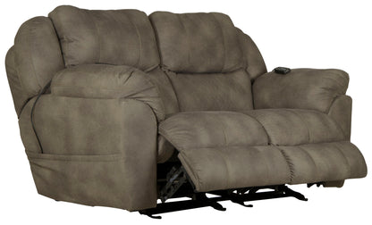 Flynn - Power Lay Flat Rocking Loveseat With Power Adjustable Headrest & Lumbar And Dual Heat & Massage - Fig - Hornell Furniture Outlet