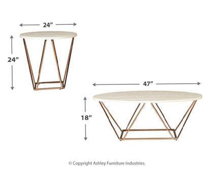 Tarica - White / Metallic - Occasional Table Set (Set of 3) - Hornell Furniture Outlet