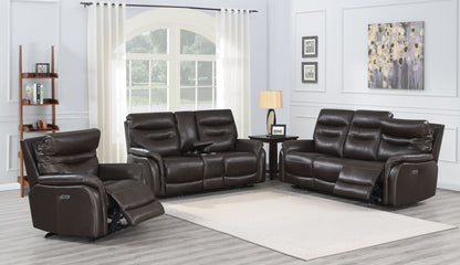 Fortuna - 3 Piece Dual Power Reclining Set - Coffee - Hornell Furniture Outlet