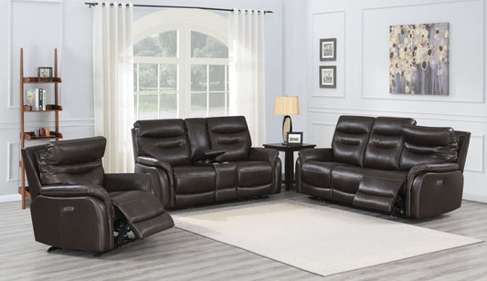 Fortuna - 3 Piece Dual Power Reclining Set - Coffee - Hornell Furniture Outlet