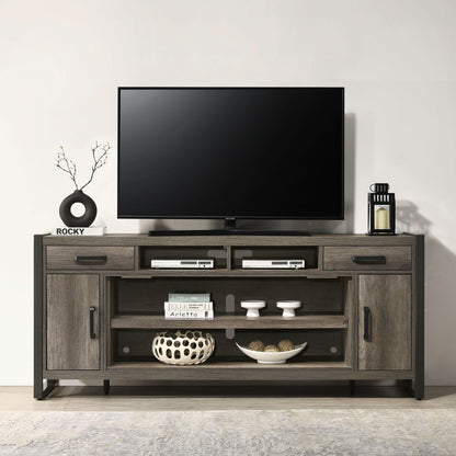 Fireplace TV Consoles - 686 78" Console With Fire FTS - Brown - Hornell Furniture Outlet