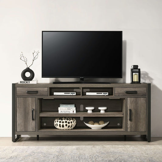 Fireplace TV Consoles - 686 78" Console With Fire FTS - Brown - Hornell Furniture Outlet