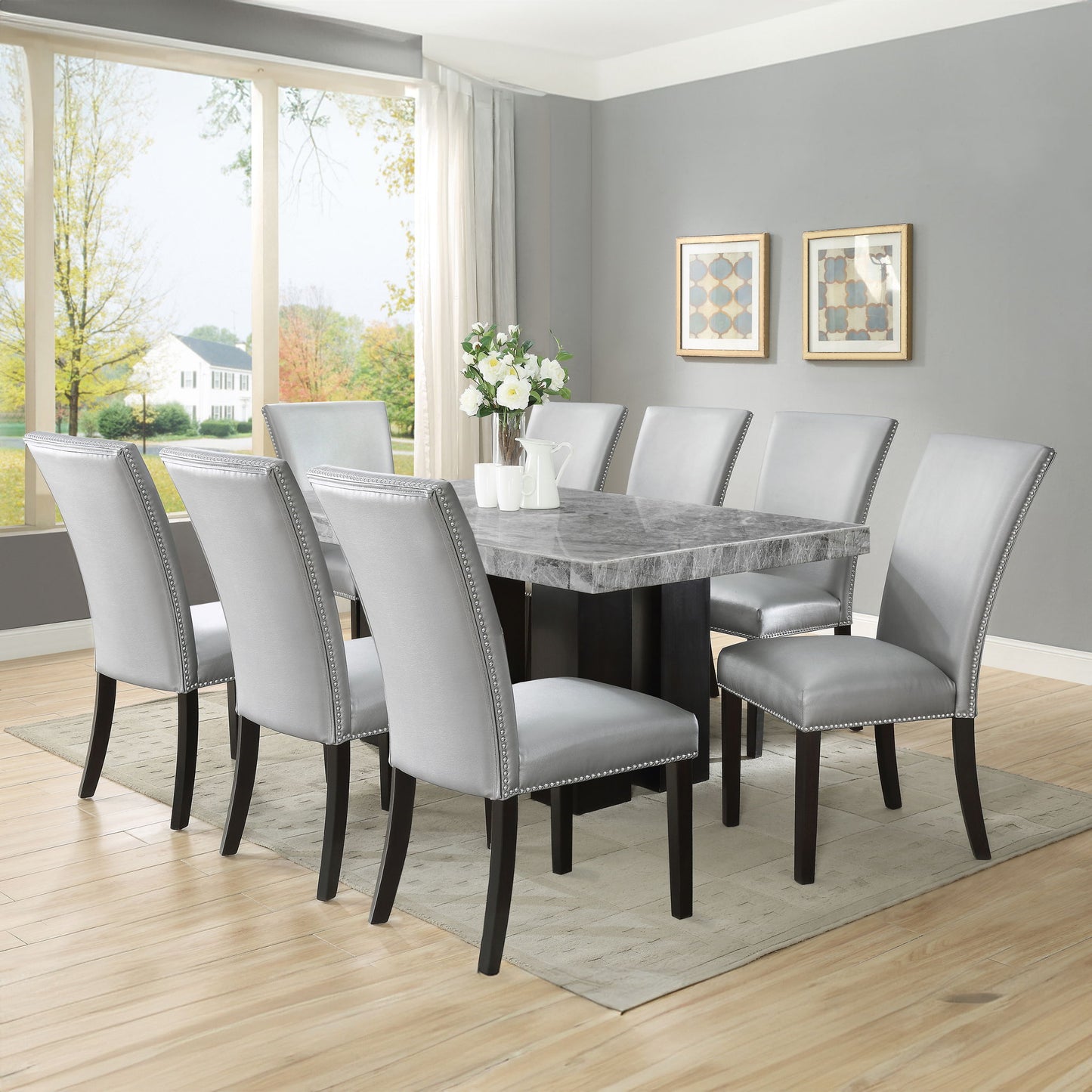 Camila - Rectangular Dining Set - Gray Top - Hornell Furniture Outlet