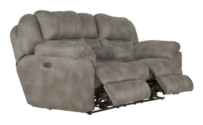 Ferrington - Power Lay Flat Reclining Console Loveseat with Power Adjustable Headrest & Lumbar - Hornell Furniture Outlet