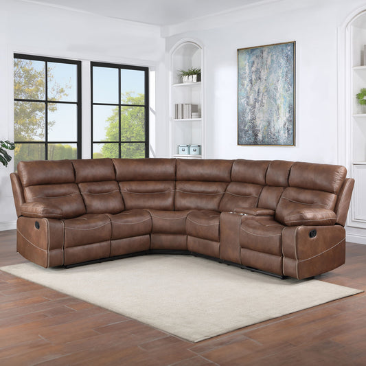 Rudger - 3 Piece Sectional (LAF, RAF, Wedge) - Brown - Hornell Furniture Outlet