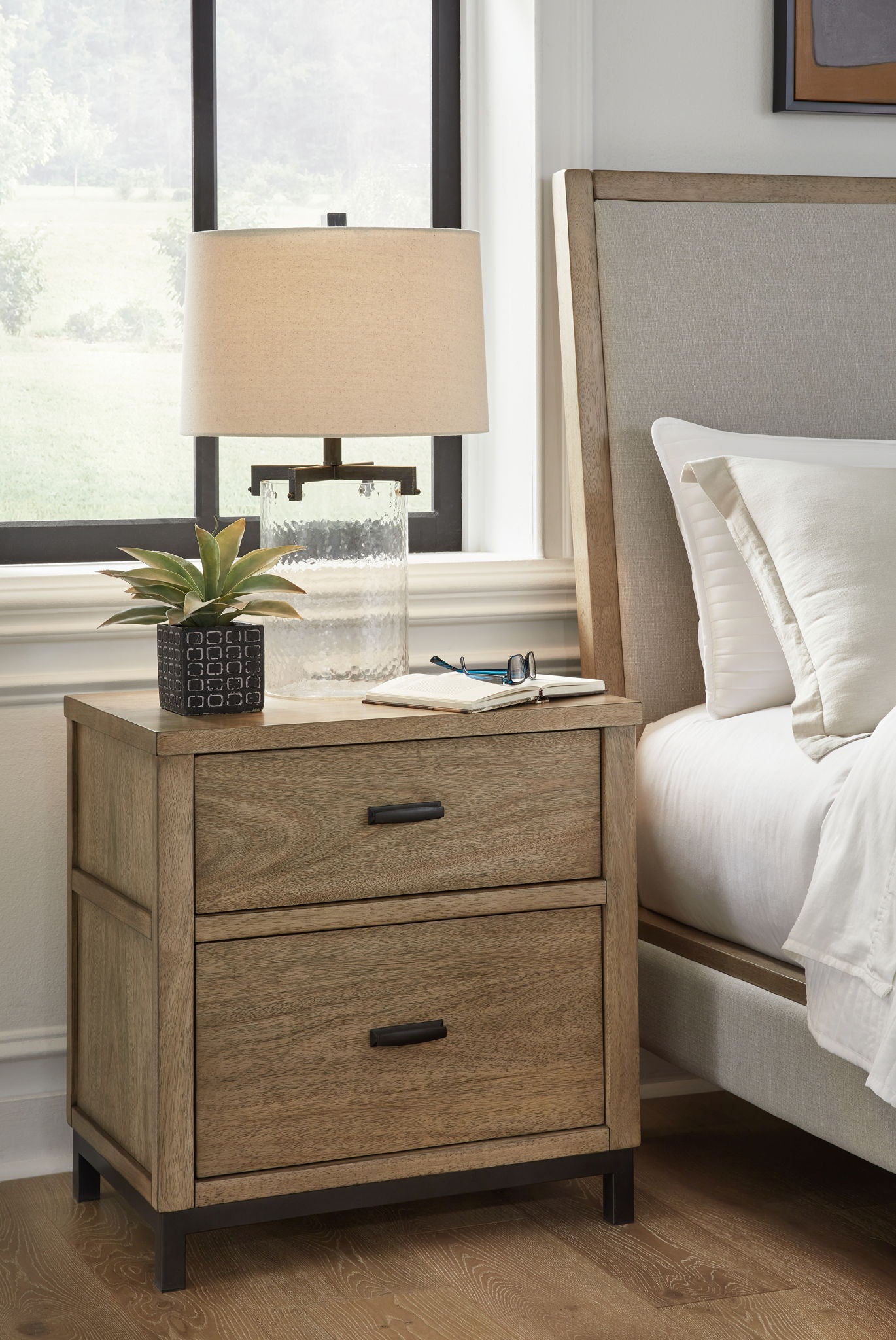 Tomtyn - Light Brown - Two Drawer Night Stand - Hornell Furniture Outlet