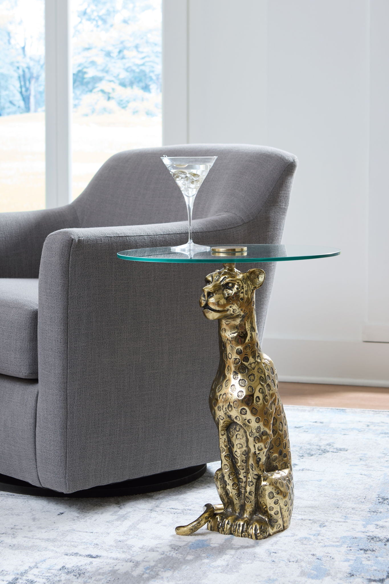 Vallain - Accent Table - Antique Gold Finish - Hornell Furniture Outlet