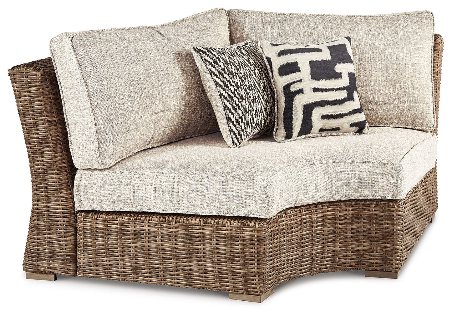 Beachcroft - Curved Corner Chair w/Cushion - Beige - Hornell Furniture Outlet