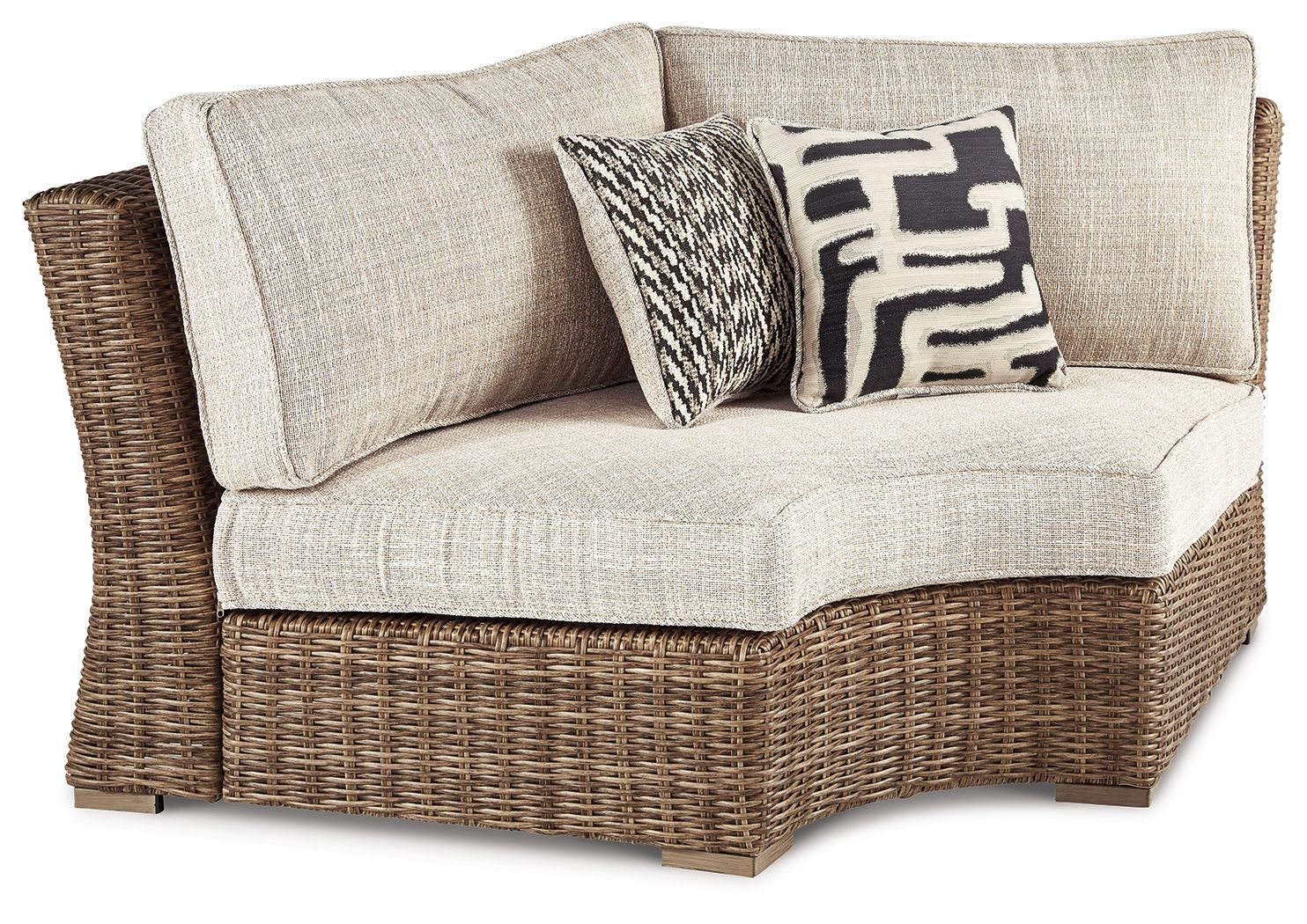 Beachcroft - Curved Corner Chair w/Cushion - Beige - Hornell Furniture Outlet