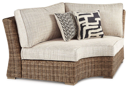 Beachcroft - Curved Corner Chair w/Cushion - Beige - Hornell Furniture Outlet