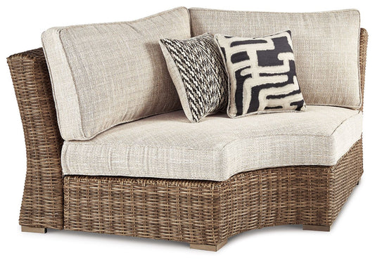 Beachcroft - Curved Corner Chair w/Cushion - Beige - Hornell Furniture Outlet