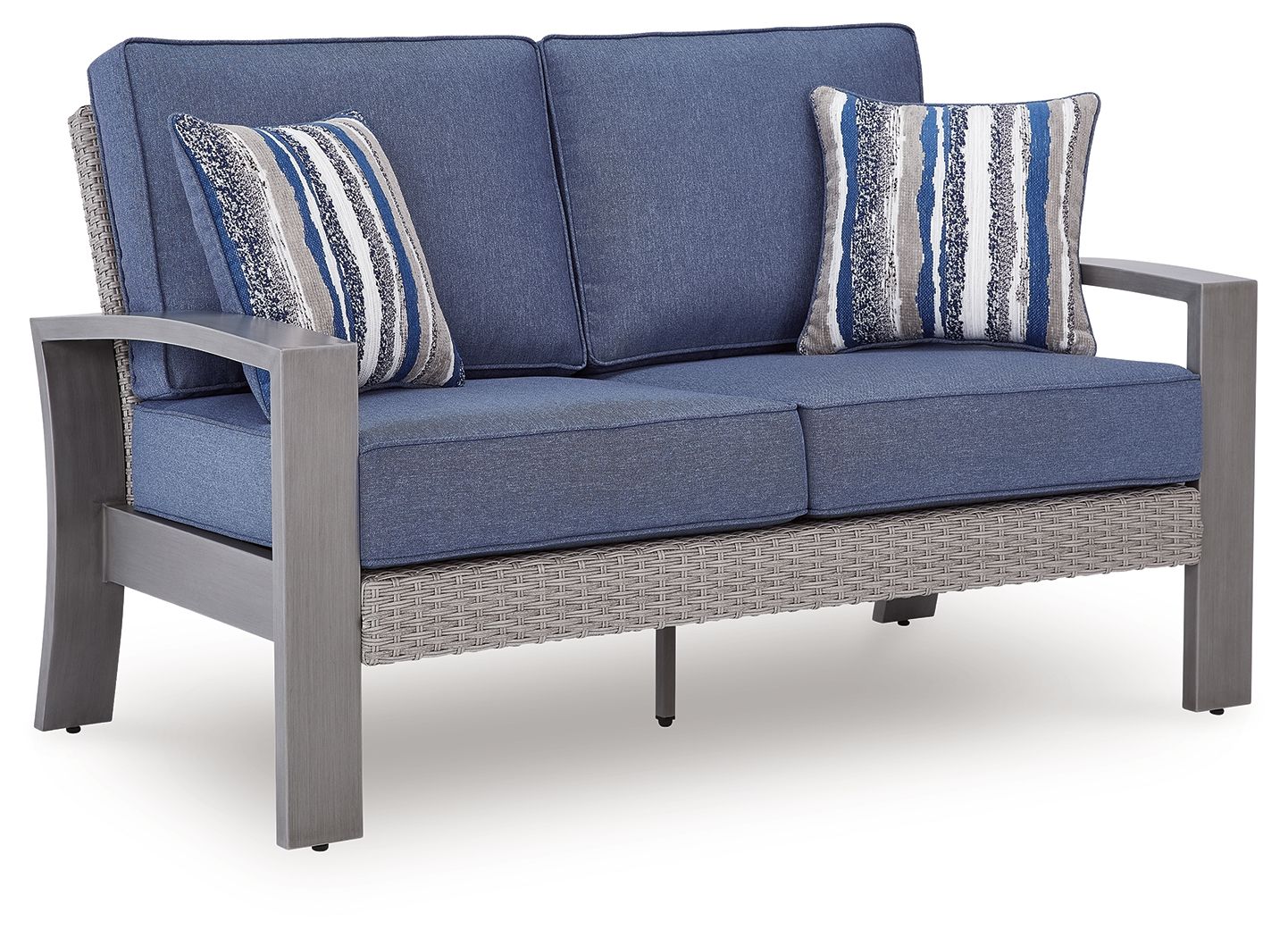 Half Moon Beach - Loveseat With Cushion - Blue / Gray - Hornell Furniture Outlet