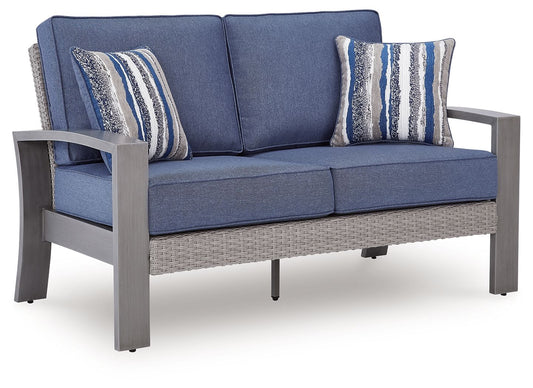 Half Moon Beach - Loveseat With Cushion - Blue / Gray - Hornell Furniture Outlet