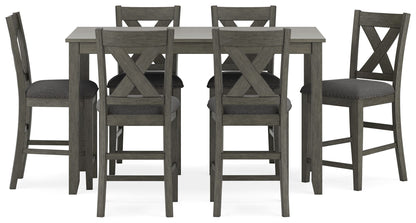 Caitbrook - Gray - Rect Drm Counter Table Set (Set of 7) - Hornell Furniture Outlet