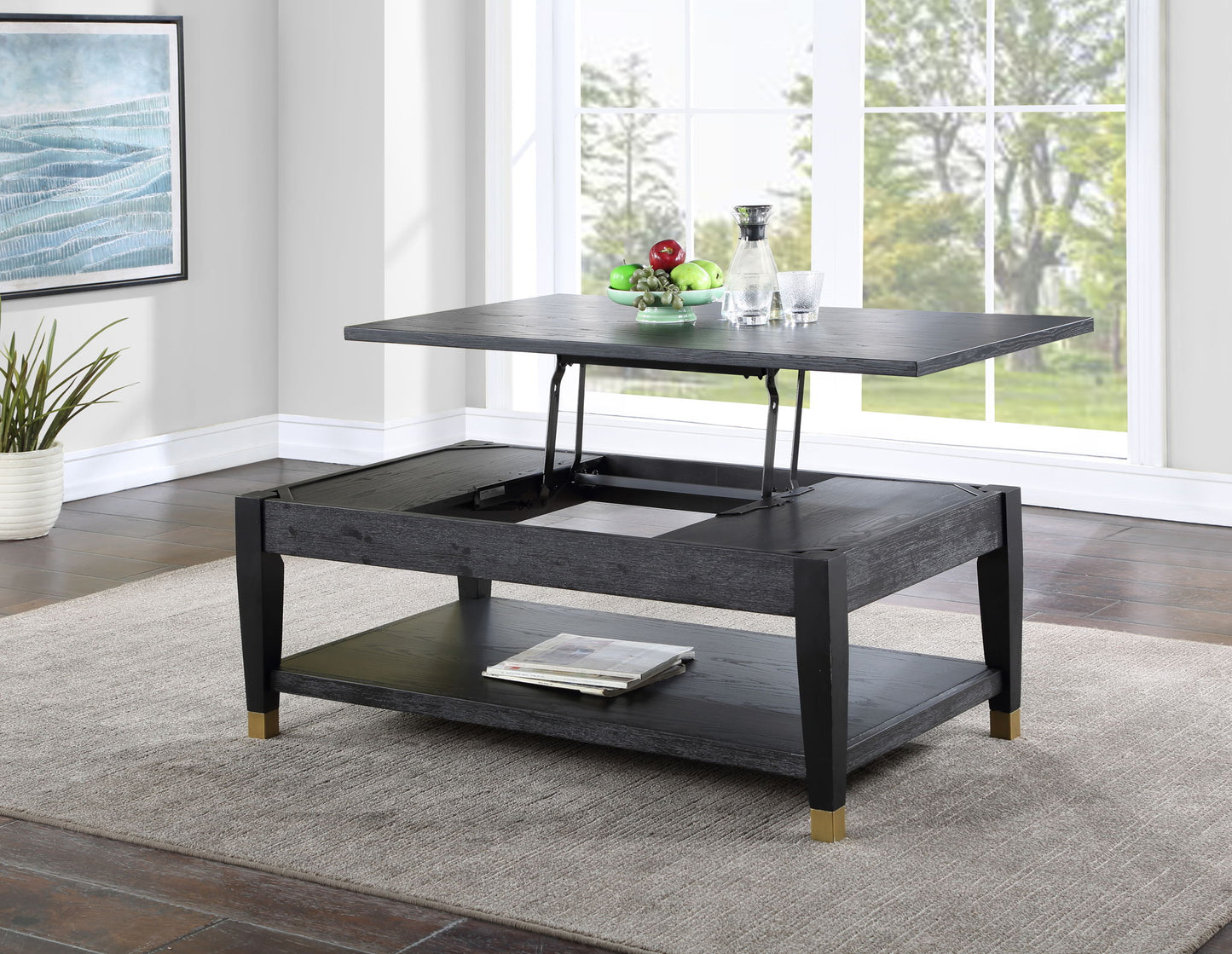 Yves - Lift - Top Coffee table - Black - Hornell Furniture Outlet