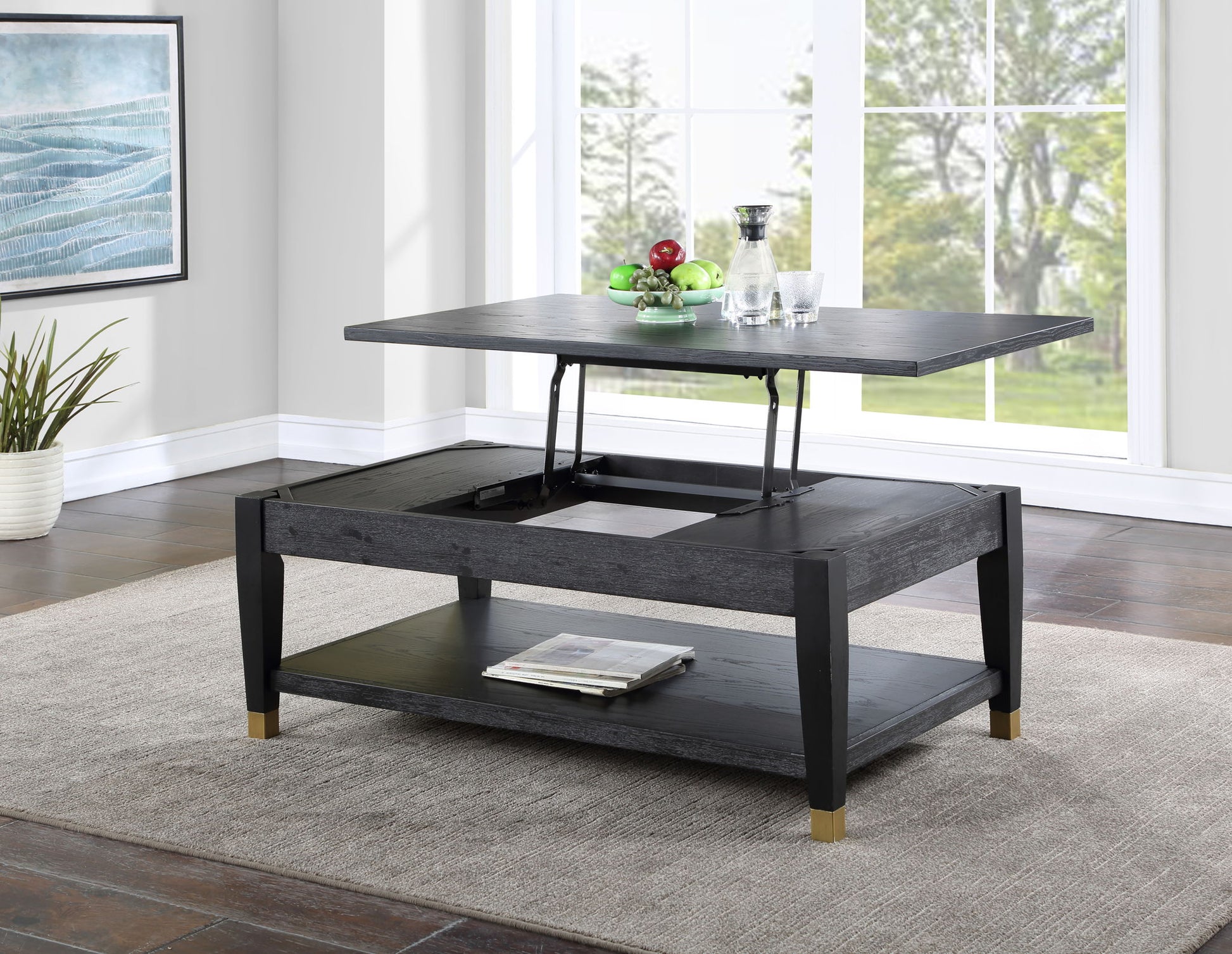 Yves - Lift - Top Coffee table - Black - Hornell Furniture Outlet