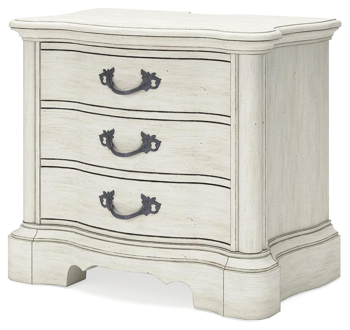Arlendyne - Antique White - Three Drawer Night Stand - Hornell Furniture Outlet