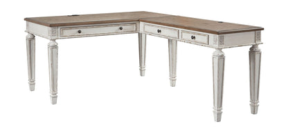 Realyn - White / Brown - Home Office L Shaped Desk - Hornell Furniture Outlet