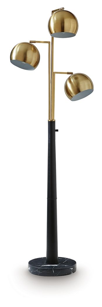 Sorcha - Metal Floor Lamp - Gold Finish / Black - Hornell Furniture Outlet