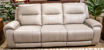 Real Moments - Power Reclining Sofa With Audio Seating - Ash - Hornell Furniture Outlet