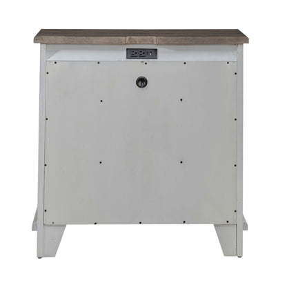River Place - Bedside Chest With Charging Station - White - Hornell Furniture Outlet