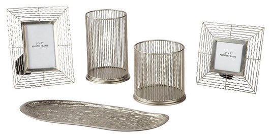 Dympna - Silver Finish - Accessory Set (Set of 5) - Hornell Furniture Outlet