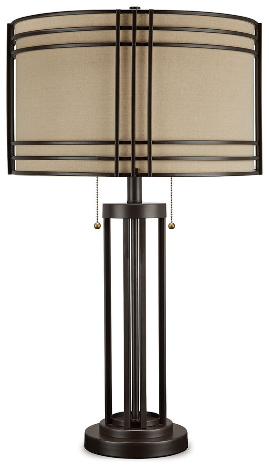 Hanswell - Metal Table Lamp - Dark Brown - Hornell Furniture Outlet